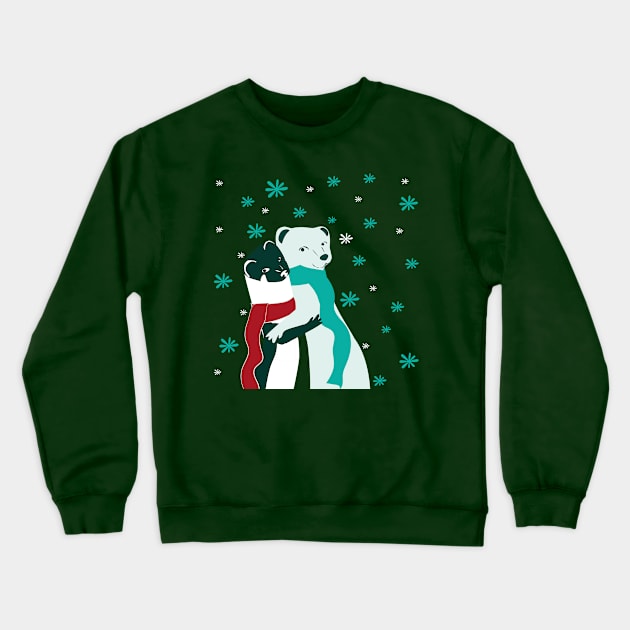 Weasel hugs Christmas in green Crewneck Sweatshirt by belettelepink